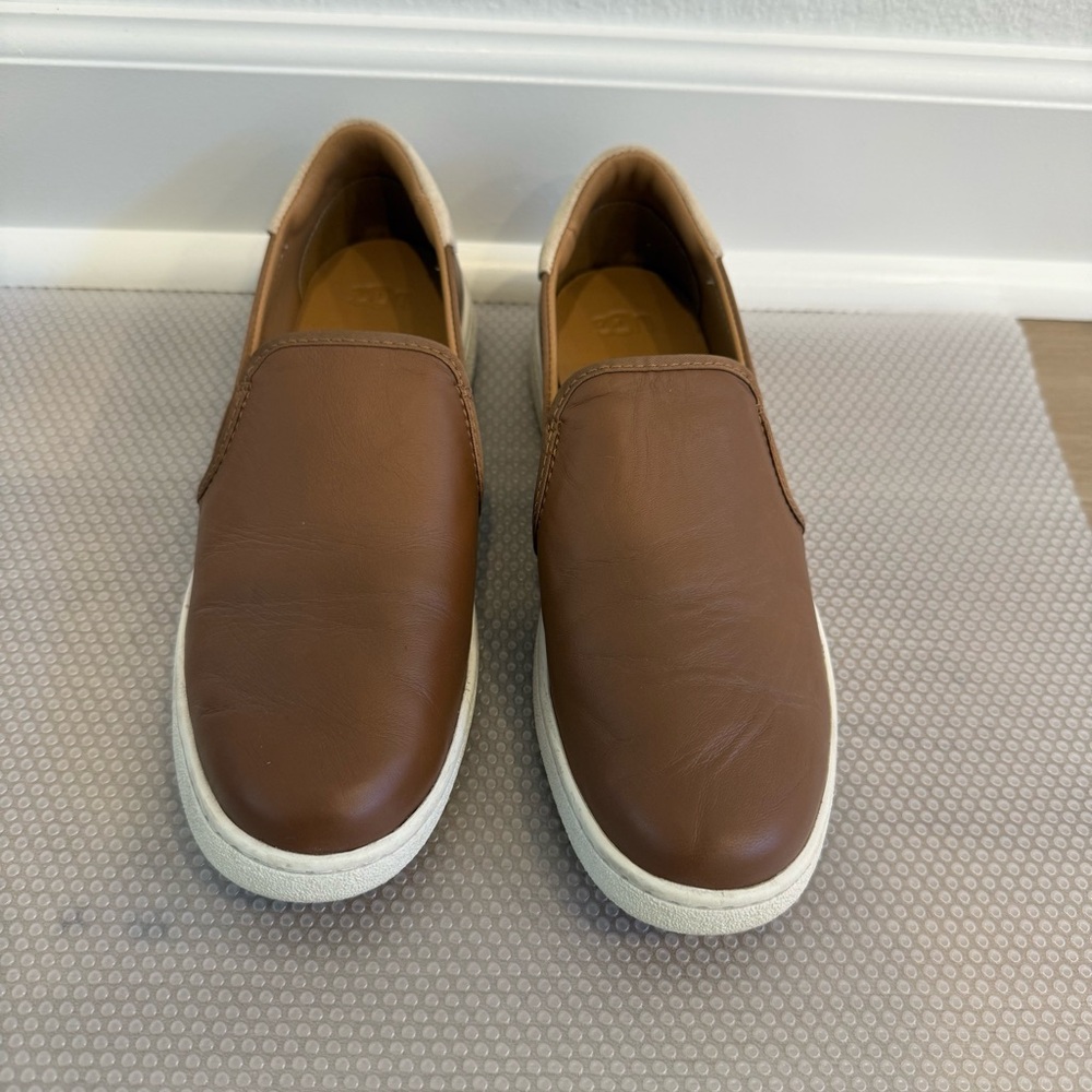 UGG Women's Chestnut Brown Leather Slip-On Loafers